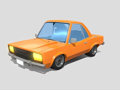 Orange Compact Car With Bright Headlights And Stylish Wheels In 3D Design 3d model
