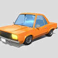 Orange Compact Car With Bright Headlights And Stylish Wheels In 3D Design