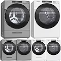 Modern Front Load Washing Machines In Silver And White With Sleek Design