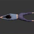 Woman Practicing Plank Pose In Blue Top And Purple Leggings On Reflective Gray Floor