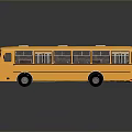 Yellow Bus 3D Model Isolated On Reflective Gray Background With Windows