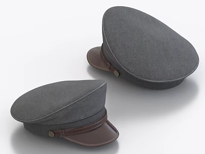 Stylish Gray Hats with Brown Leather Brim and Classic Button Design 3d model Stylish Gray Hats with Brown Leather Brim and Classic Button Design 3d model