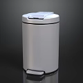 Silver Pedal Operated Trash Can With Lid For Home Bathroom Kitchen Use