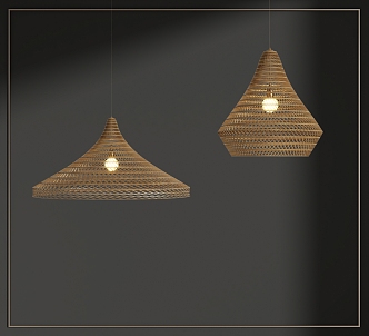 Quiet wind rattan chandelier 3d model