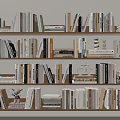 Neatly Arranged Bookshelf With Various Books Different Sizes And Decorative Accents