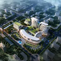 Modern Urban Architecture Complex With Green Roofs Curved Designs And Surrounding Greenery