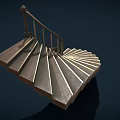 Classic Spiral Staircase With Wooden Steps And Metal Handrail Interior Design