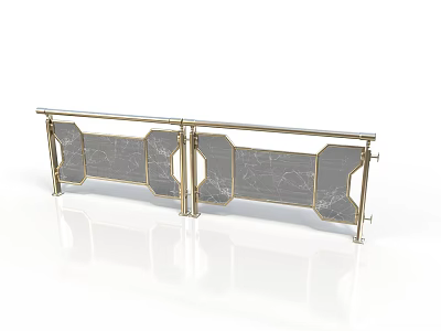 Modern Interior Balustrade With Brass Frame And Gray Marble Panels 3d model