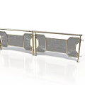 Modern Interior Balustrade With Brass Frame And Gray Marble Panels