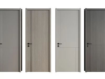 Modern Hinged Doors Various Designs Neutral Colors Wood Grain And Smooth Finishes For Home Interior 3d model