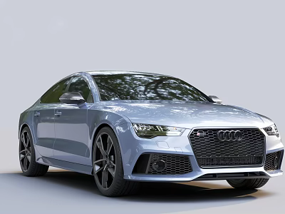 Silver Audi Sporty Sedan With Black Grille And Large Alloy Wheels 3d model