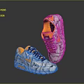 Stylish White And Orange Sneakers With Cracked Pattern Black Laces And Orange Accents