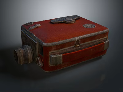 Vintage Red Computer With Leather Surface And Metal Components Classic Design 3d model