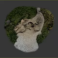 Detailed Terrain Model With Green Vegetation And Light Colored Rocky Surface Features