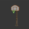 Outdoor Basketball Hoop With White Backboard Orange Rim And Brown Pole