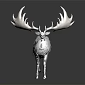 White Deer like Game and Movie Character with Large Antlers and Fluffy Fur