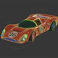 Red Vintage Race Car With Number 26 And Reflection On Black Background