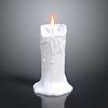 Candle Lamp With White Dripping Wax And Lit Flame For Home Decoration