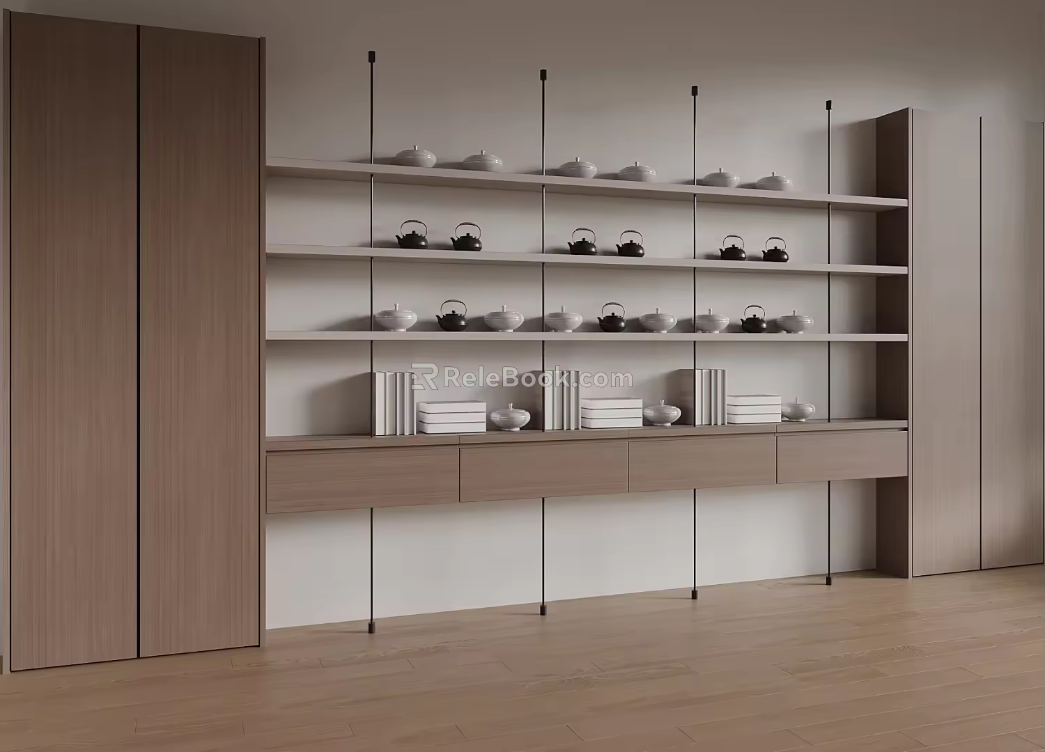 06 Tea Cabinet New Chinese Tea Cabinet Tea Set 3d model
