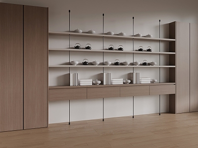 06 Tea Cabinet New Chinese Tea Cabinet Tea Set 3d model