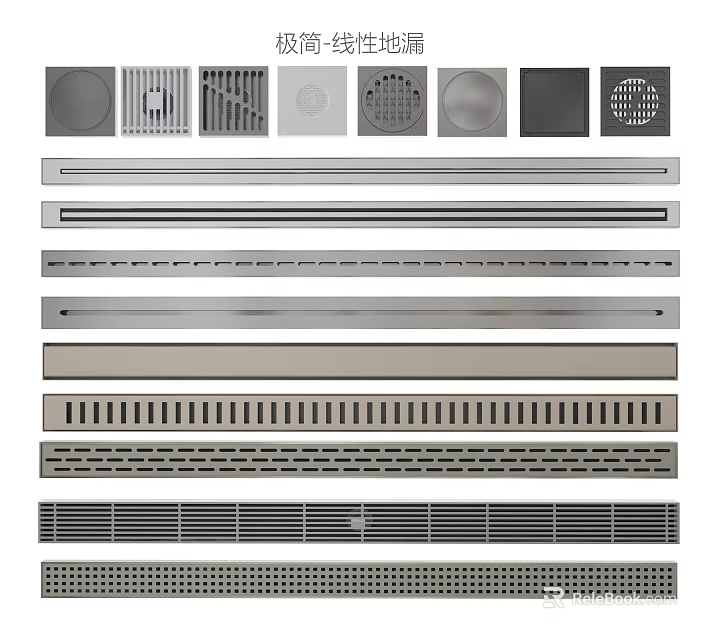 Functional Bathroom Accessories With Various Drain Grates And Modern Design Options 3d model