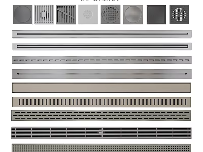 Functional Bathroom Accessories With Various Drain Grates And Modern Design Options 3d model