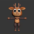 Cartoon Deer 3D Model with Big Eyes Orange Body White Spots Open Arms Friendly Look