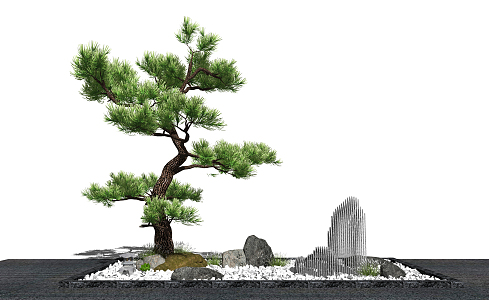 New Chinese style landscape sketch landscape sketch withered landscape pine stone 3d model