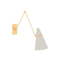 Modern Minimalist Wall Sconce with Adjustable Brass Arm and White Cone Shade