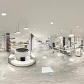 Modern Beauty Hair Salon Interior Design With White Column Green Plants And Styling Chairs