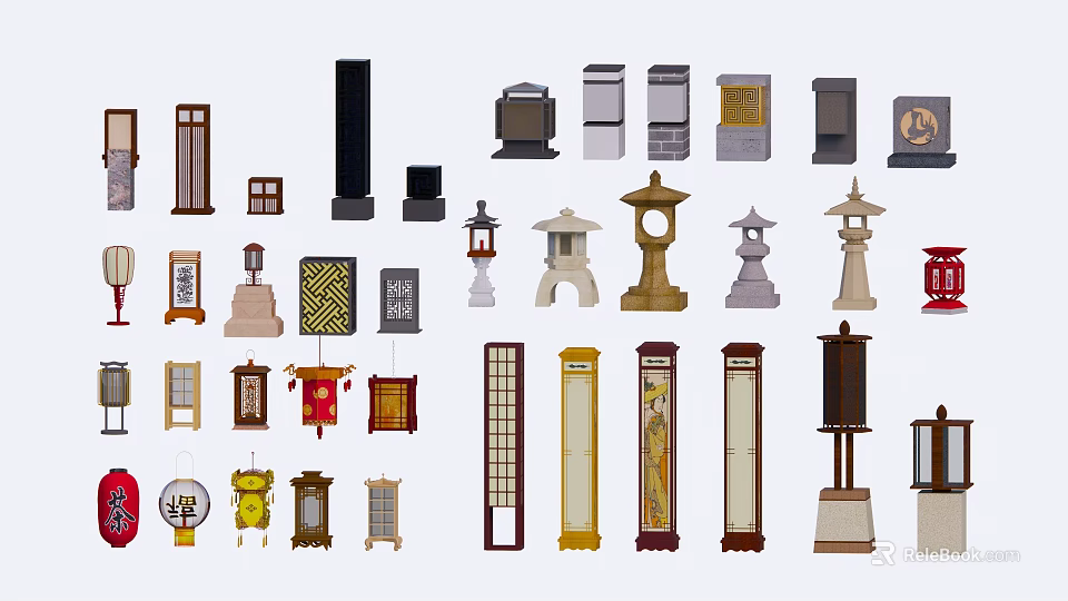 Various Outdoor Lights With Traditional And Modern Design Styles For Garden 3d model 