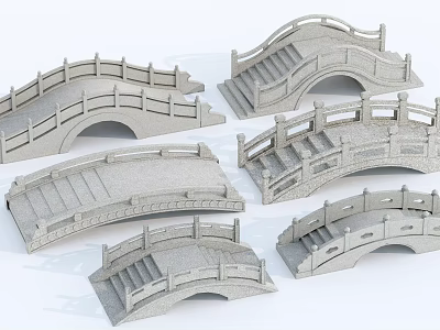Landscape Bridges Featuring Multiple Stone Designs Arched Shapes And Ornate Railings 3d model
