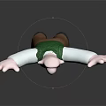 Cheerful Cartoon Character Figurine With Open Arms Green Vest White Shirt And Brown Pants