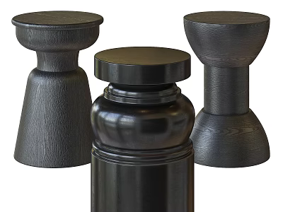 Black Side Tables With Various Designs And Wooden Texture For Modern Home Decor 3d model