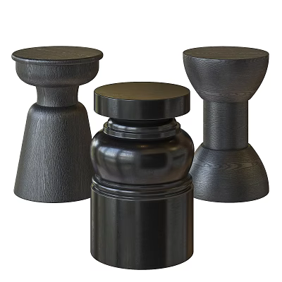Black Side Tables With Various Designs And Wooden Texture For Modern Home Decor 3d model