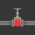 Industrial Pipeline Valve With Red Wheel Handle Black Pipe Transparent Section Flange Ends