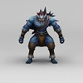 Inflatable Blue Skinned Horned Warrior Character With Red Hair And Armor