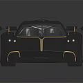 Black And Gold Luxury Sports Car With Streamlined Design And Rear Spoiler