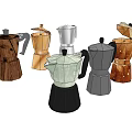Assorted Colorful Moka Pots With Different Materials For Kitchen Coffee Tools