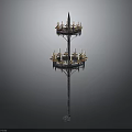 Elegant Two Tiered Candelabra With Metal Structure And Multiple Candles