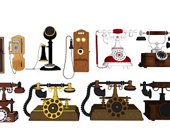 Vintage Telephone Republic of China Old Objects Telephone Ornaments Landscape Setches 3d model