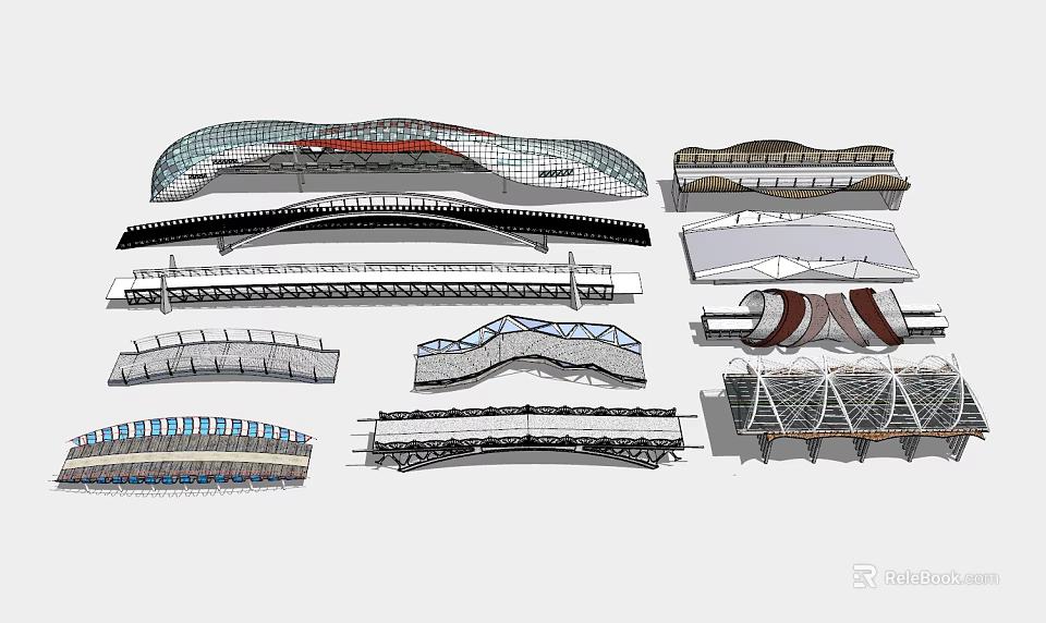 Innovative Bridge Architectural Designs With Arch Suspension And Modern Elements 3d model