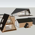 Modern Wooden House Designs With Black Roofs Large Windows And Various Structures