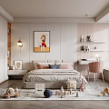 Cozy Kids Room Interior With Bed Toys Decorative Painting And Playful Shelves