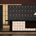Modern Hotel Lobby Interior With Reception Desk Pendant Lights And Decorative Wall