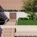 Modern Courtyard Sinking Courtyard Garden 3d model