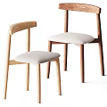 Minimalist Style Dining Chairs With Wooden Frames And Various Colored Cushioned Seats 3d model