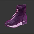 Stylish Deep Blue High Top Shoes With Zipper Design And White Sole