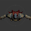 Mythical Warrior Character With Ornate Golden Blue Armor And Red Decorative Cape