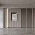 Modern Sofa Backdrop Wall Design With Vertical Stripes Wooden Panels And Decorative Art